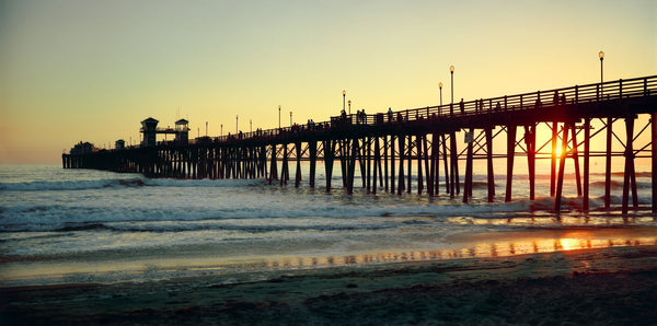 Pier in the ocean at sunset, Oceanside, San Diego County, California, USA