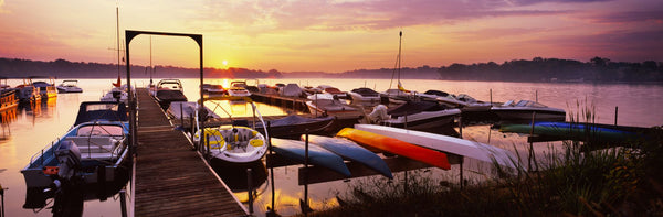 Boats in a lake at sunset, Lake Champlain, Vermont, USA