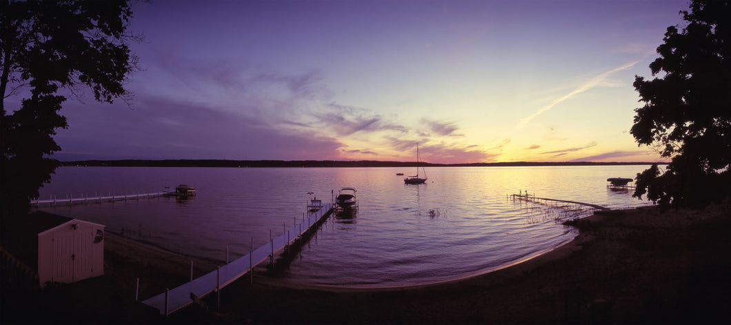 Piers on the bay, Old Mission Peninsula, Grand Traverse Bay, Grand Traverse County, Michigan, USA