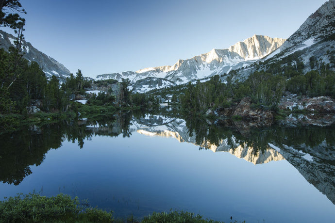 Reflection of mountain in a river, Eastern Sierra, Sierra Nevada, California, USA