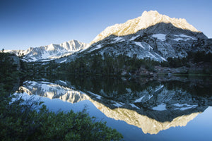 Reflection of mountain in a river, Eastern Sierra, Sierra Nevada, California, USA