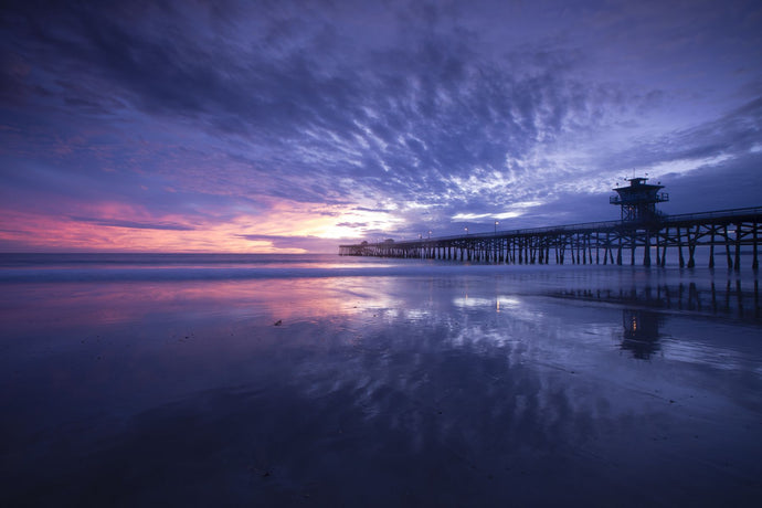 Pier in the Pacific Ocean at dusk, San Clemente Pier, San Clemente, California, USA