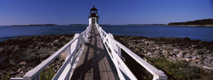 Lighthouse on the coast, Marshall Point Lighthouse, built 1832, rebuilt 1858, Port Clyde, Maine, USA