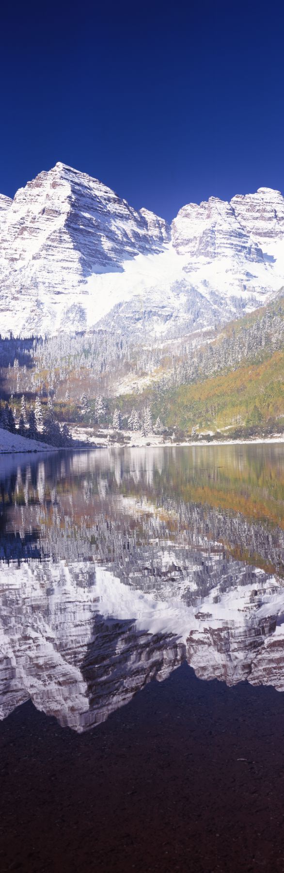 Reflection of a mountain in a lake, Maroon Bells, Aspen, Pitkin County, Colorado, USA