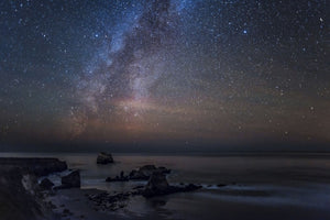 Scenic view of beach against star field at night, Sand Dollar Beach, Plaskett Creek, Big Sur, California, USA