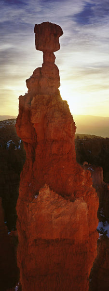 Sunrise behind a cliff, Thor's Hammer, Bryce Canyon National Park, Utah, USA