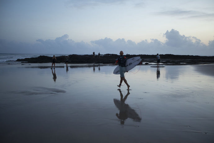 Surfers on the beach, Coral Sea, Surfers Paradise, Queensland, Australia