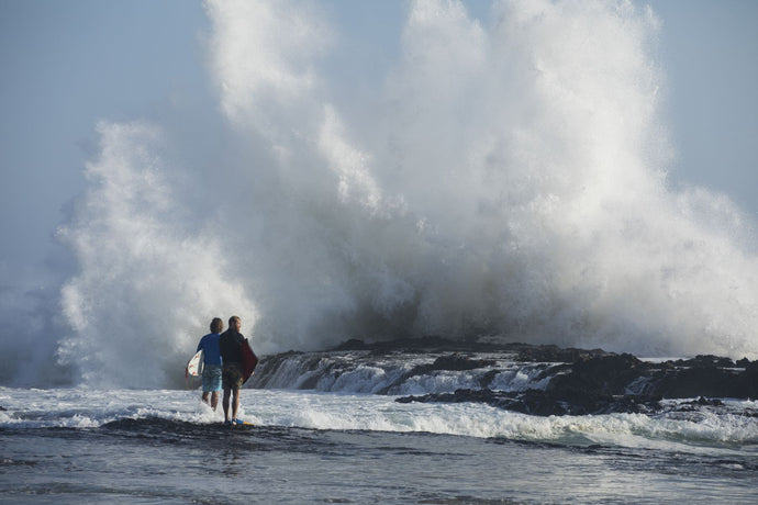 Surfers on the beach, Coral Sea, Surfers Paradise, Queensland, Australia