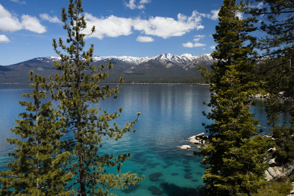 Lake with mountain range in the background, Lake Tahoe, California, USA