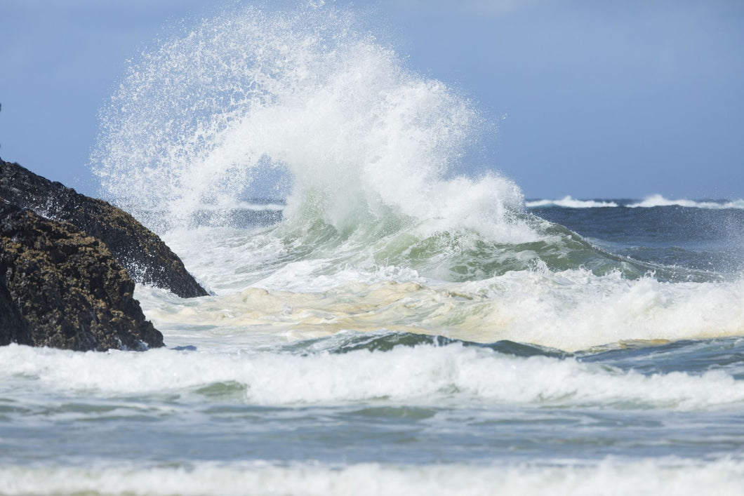 Waves breaking over the rocks, California, USA