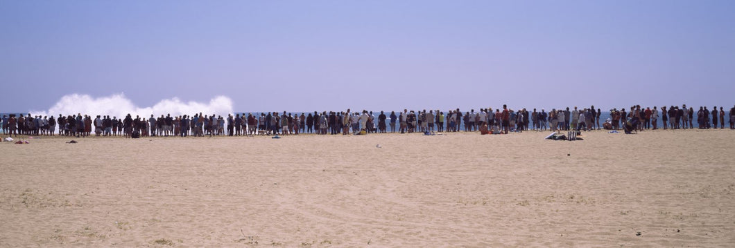 People watching the waves on the beach, Newport Beach, Orange County, California, USA