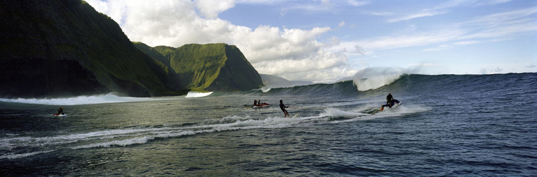 Surfers in the sea, Hawaii, USA