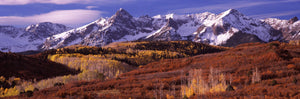 Mountains covered with snow and fall colors, near Telluride, Colorado, USA