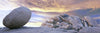 Lone boulder in desert at sunrise, Joshua Tree National Park, California, USA