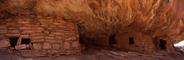 Dwelling structures on a cliff, House Of Fire, Anasazi Ruins, Mule Canyon, Utah, USA