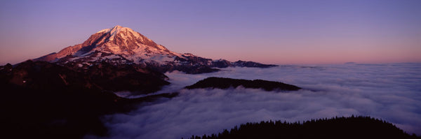 Sea of clouds with mountains in the background, Mt Rainier, Pierce County, Washington State, USA