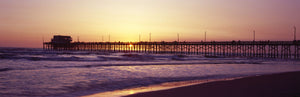 Pier over the ocean at dusk, Newport Pier, Newport Beach, Orange County, California, USA