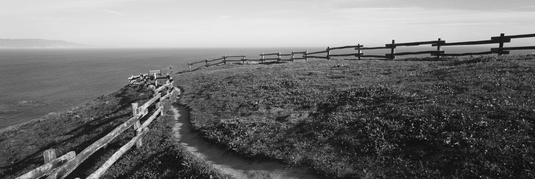 Rail fence at the coast, Point Reyes, California, USA