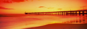 Pier in the Pacific Ocean at dusk, Ventura Pier, Ventura, California, USA