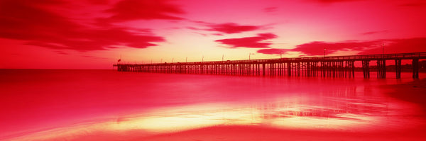 Pier in the Pacific Ocean at dusk, Ventura Pier, Ventura, California, USA