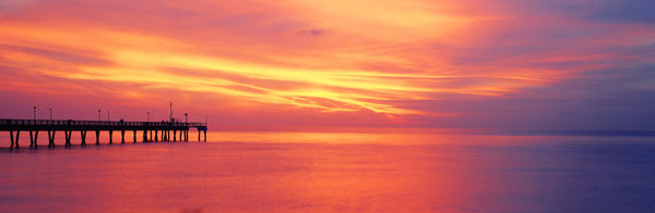 Pier in the ocean at sunset, Caspersen Beach, Sarasota County, Venice, Florida, USA