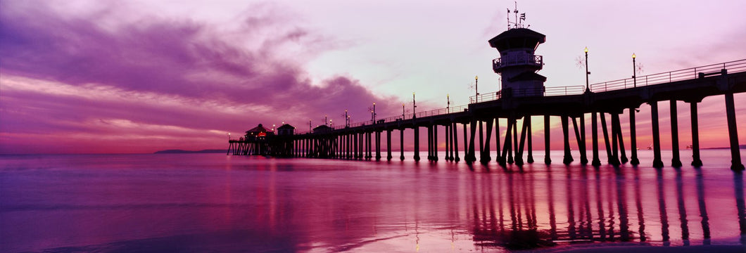Huntington Beach Pier at sunset, Huntington Beach, California, USA