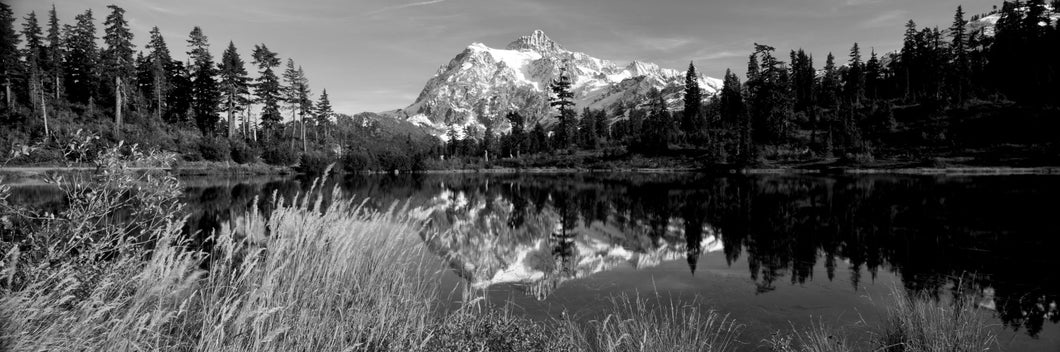 Reflection of mountains in a lake, Mt Shuksan, Picture Lake, North Cascades National Park, Washington State, USA