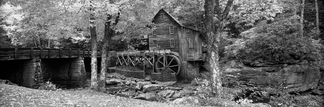 Power station in a forest, Glade Creek Grist Mill, Babcock State Park, West Virginia, USA