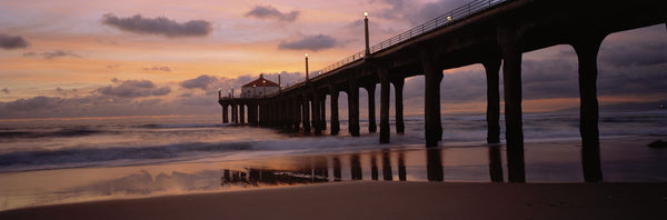 Low angle view of a hut on a pier, Manhattan Beach Pier, Manhattan Beach, Los Angeles County, California, USA