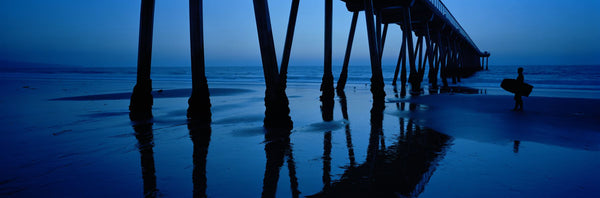 Silhouette of a pier, Hermosa Beach Pier, Hermosa Beach, California, USA