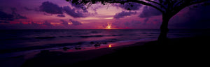 Sunrise over the sea, Pounders Beach, Oahu, Hawaii, USA