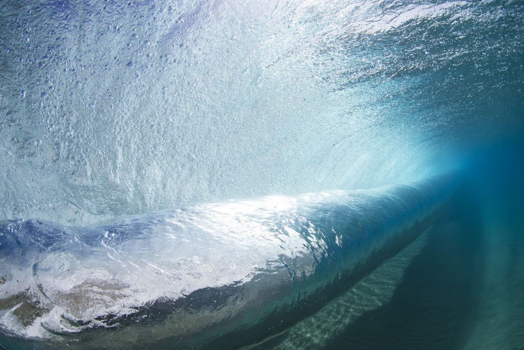 Tubing wave as seen from underwater, Hawaii, USA