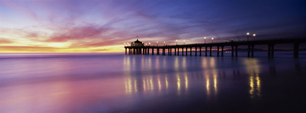 Reflection of a pier in water, Manhattan Beach Pier, Manhattan Beach, San Francisco, California, USA