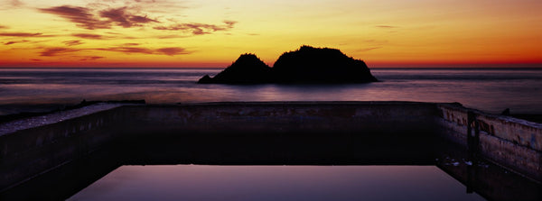 Silhouette of islands in the ocean, Sutro Baths, San Francisco, California, USA