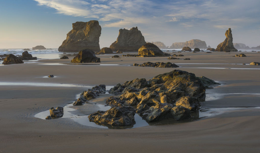 Rock formations on beach, Bandon, Oregon, USA
