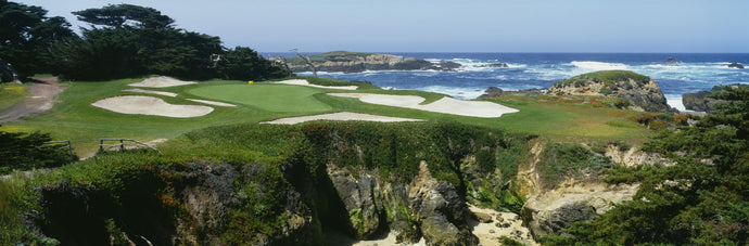 High angle view of a golf course, Cypress Point Golf Course, Pebble Beach, California, USA
